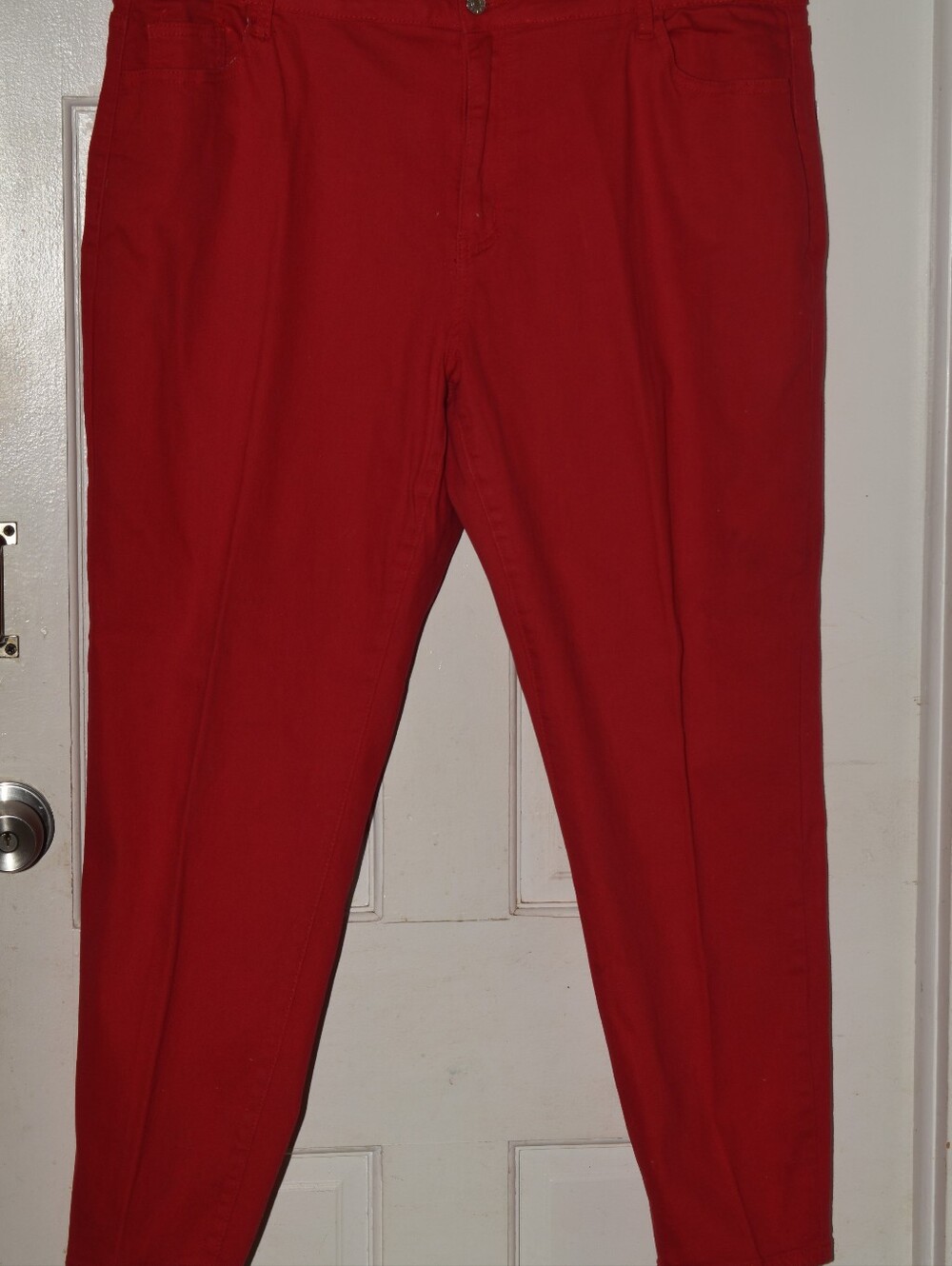 Straight Leg Women's Pants in Red and Army Green